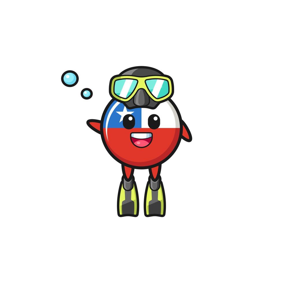 the chile flag diver cartoon character vector