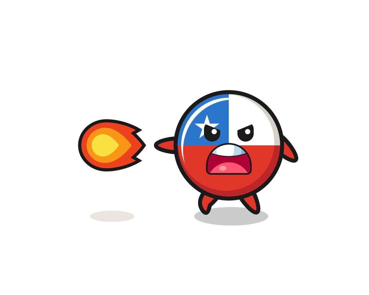 cute chile flag mascot is shooting fire power vector