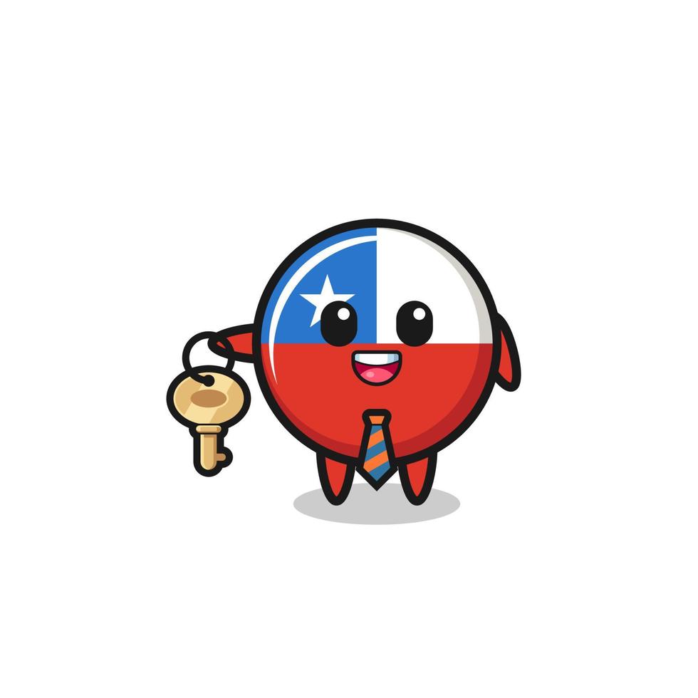 cute chile flag as a real estate agent mascot vector