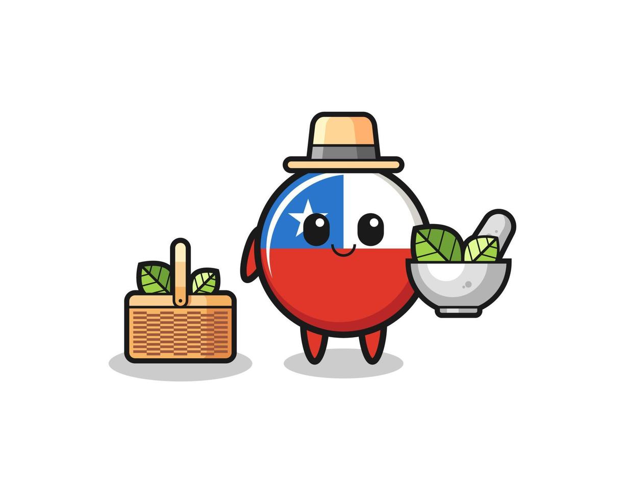 chile flag herbalist cute cartoon vector