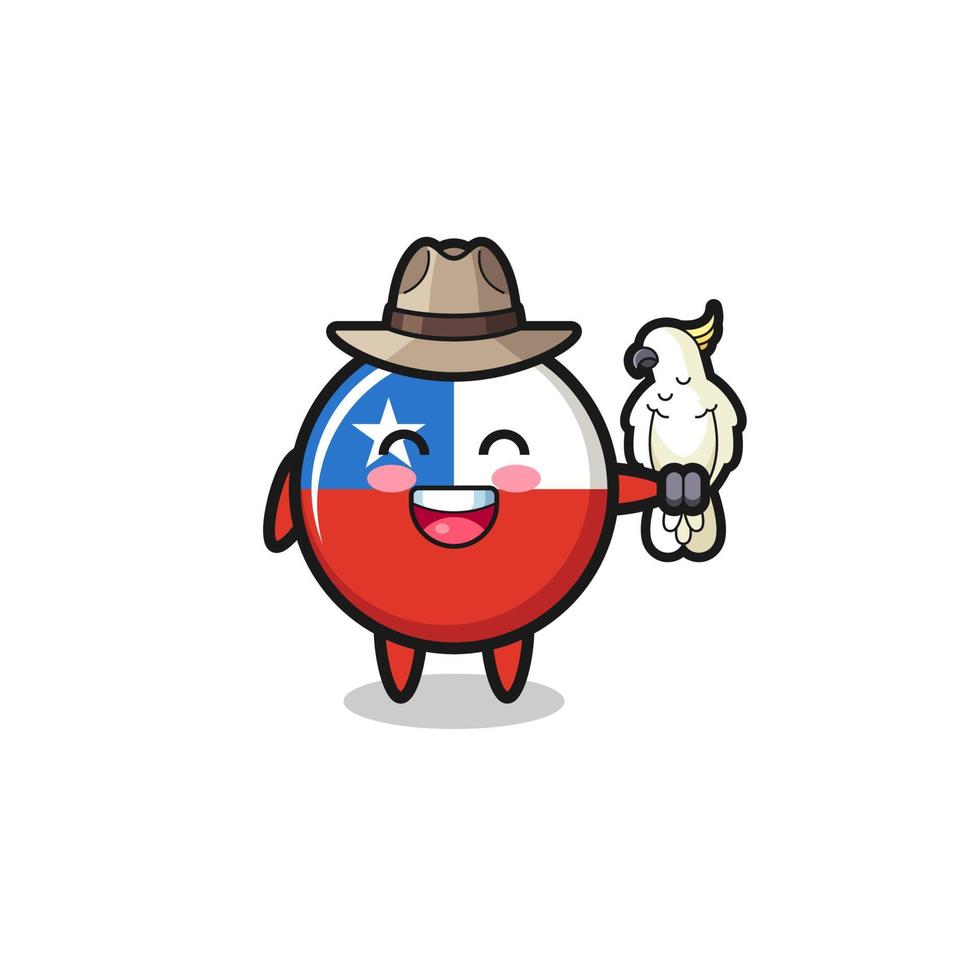 chile flag zookeeper mascot with a parrot vector