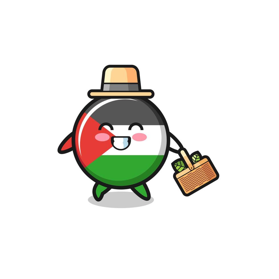 palestine flag herbalist character searching a herbal vector