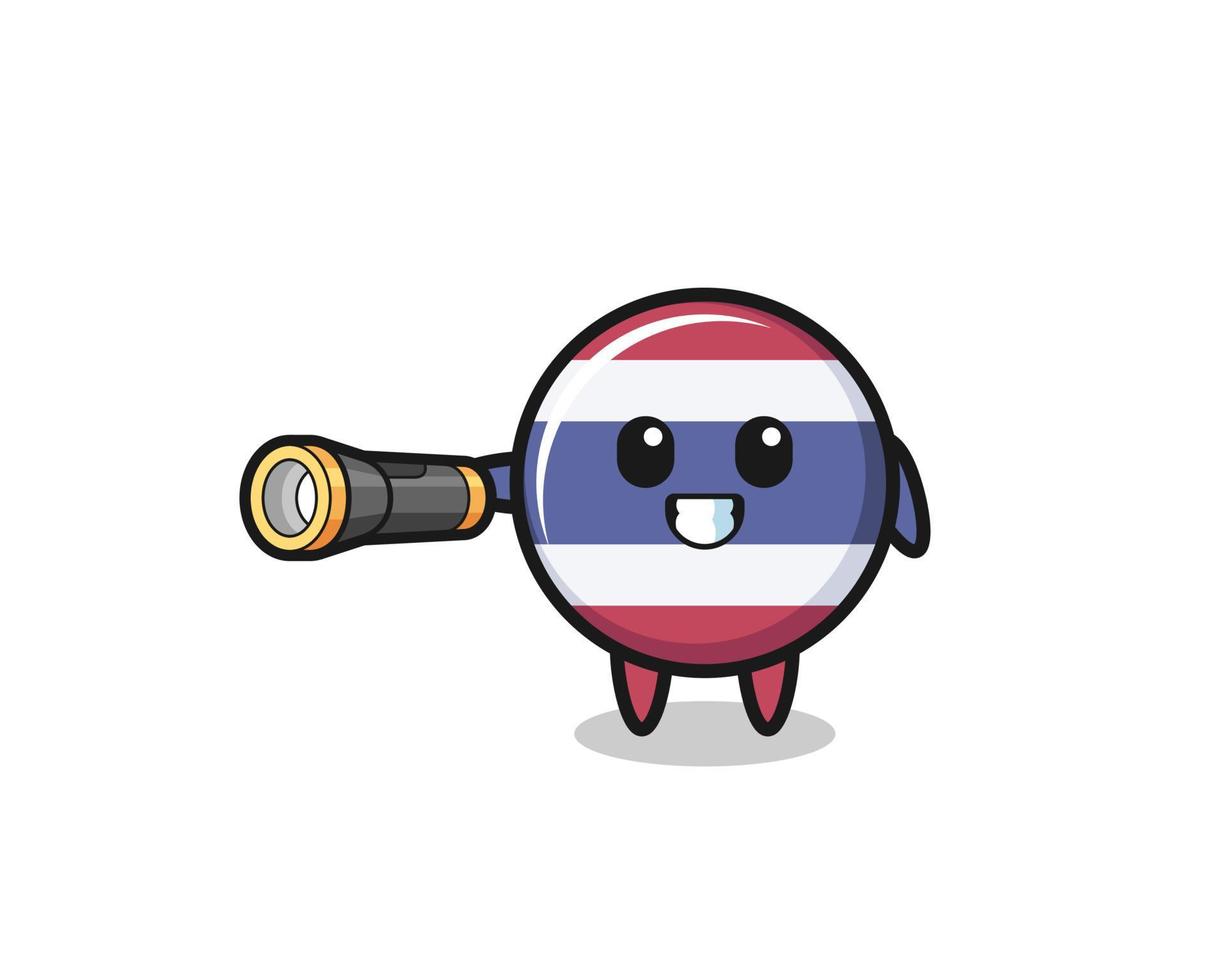 thailand flag mascot holding flashlight vector