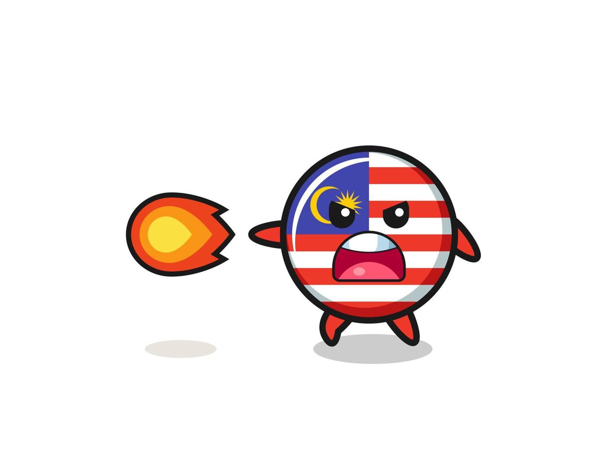 cute malaysia flag mascot is shooting fire power vector