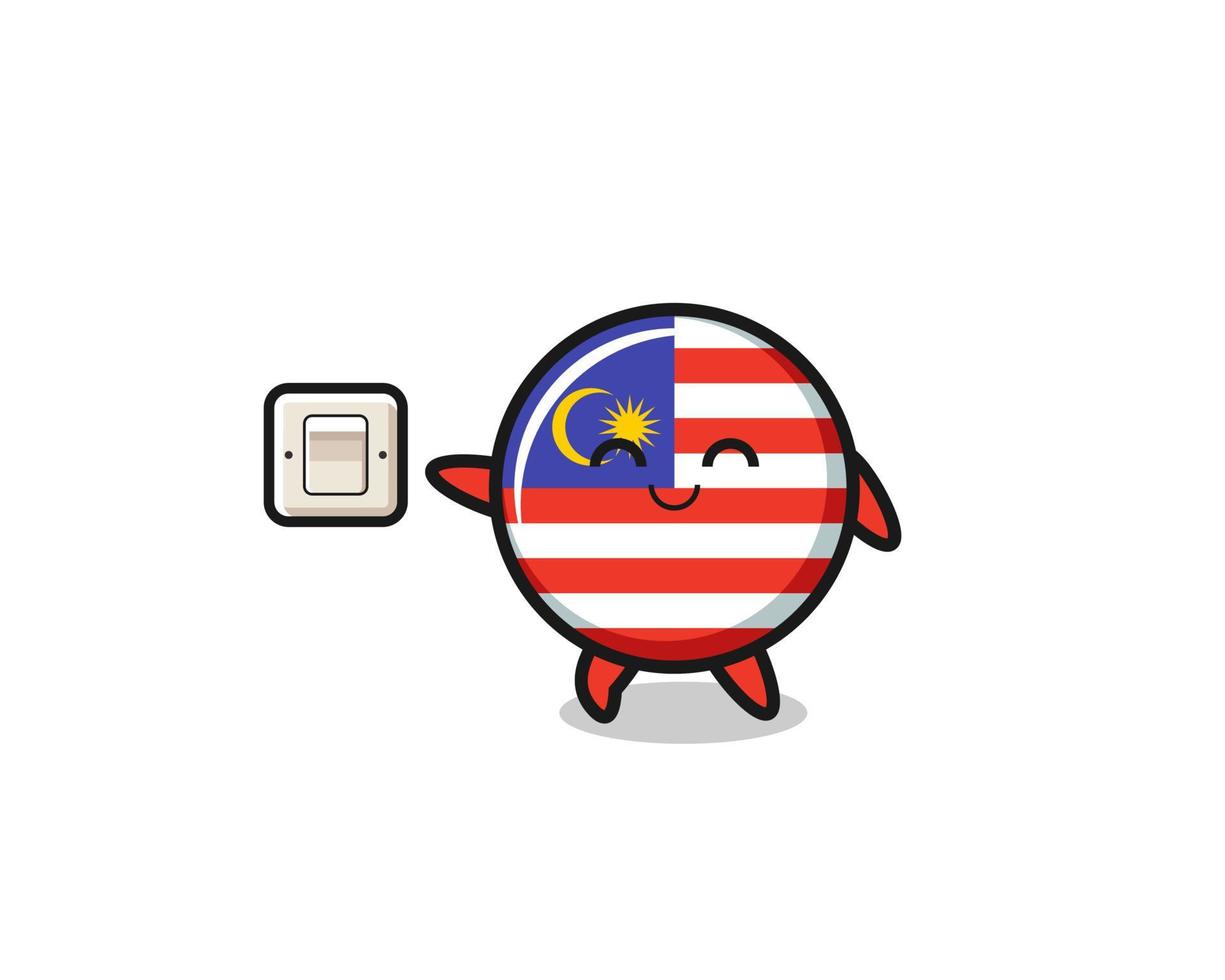 cartoon malaysia flag is turning off light vector