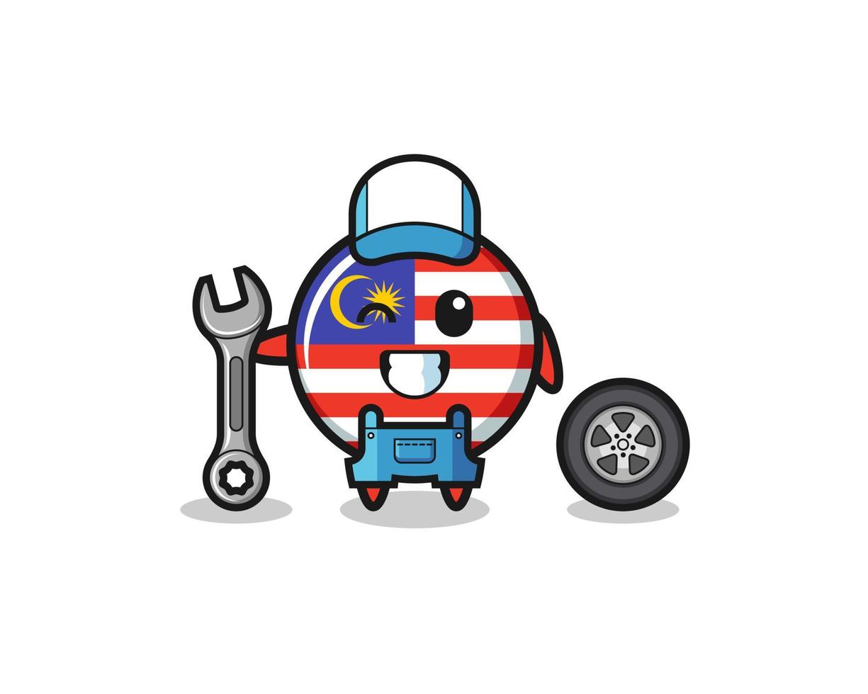 the malaysia flag character as a mechanic mascot vector