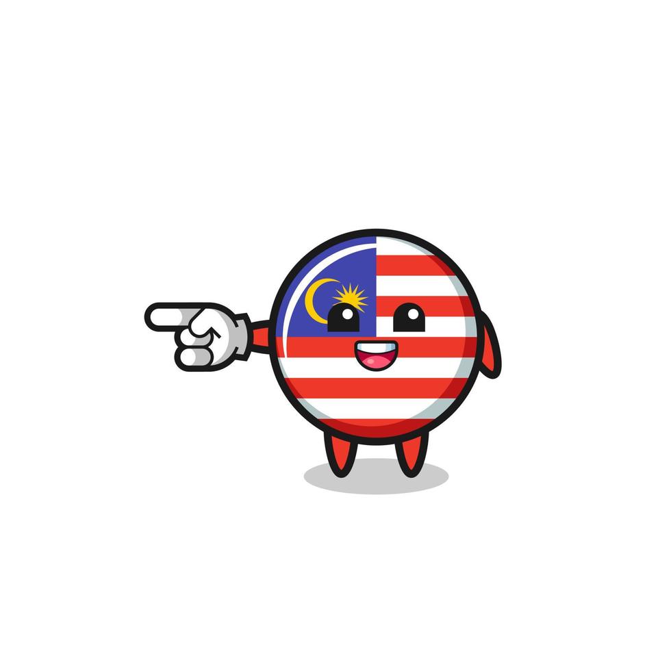 Dibujos animados de bandera de Malasia con gesto hacia la izquierda vector