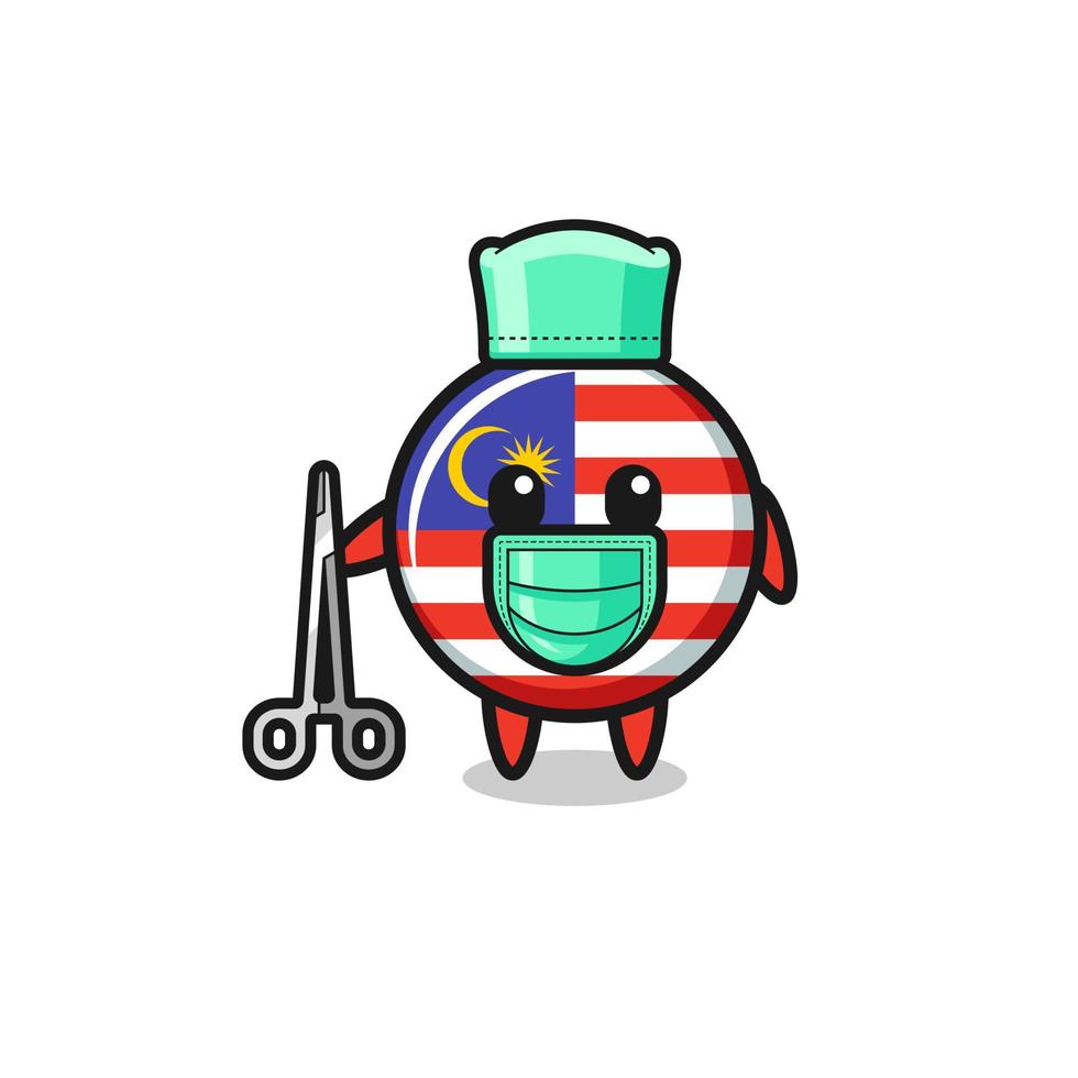 cirujano malasia bandera mascota personaje vector
