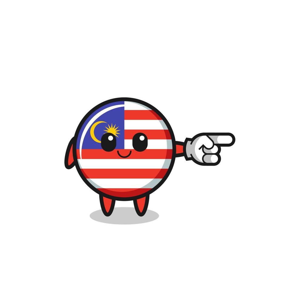 malaysia flag mascot with pointing right gesture vector