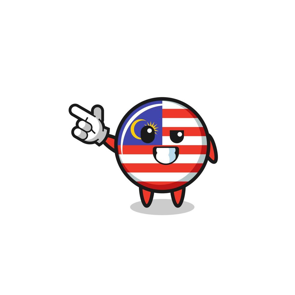 malaysia flag mascot pointing top left vector