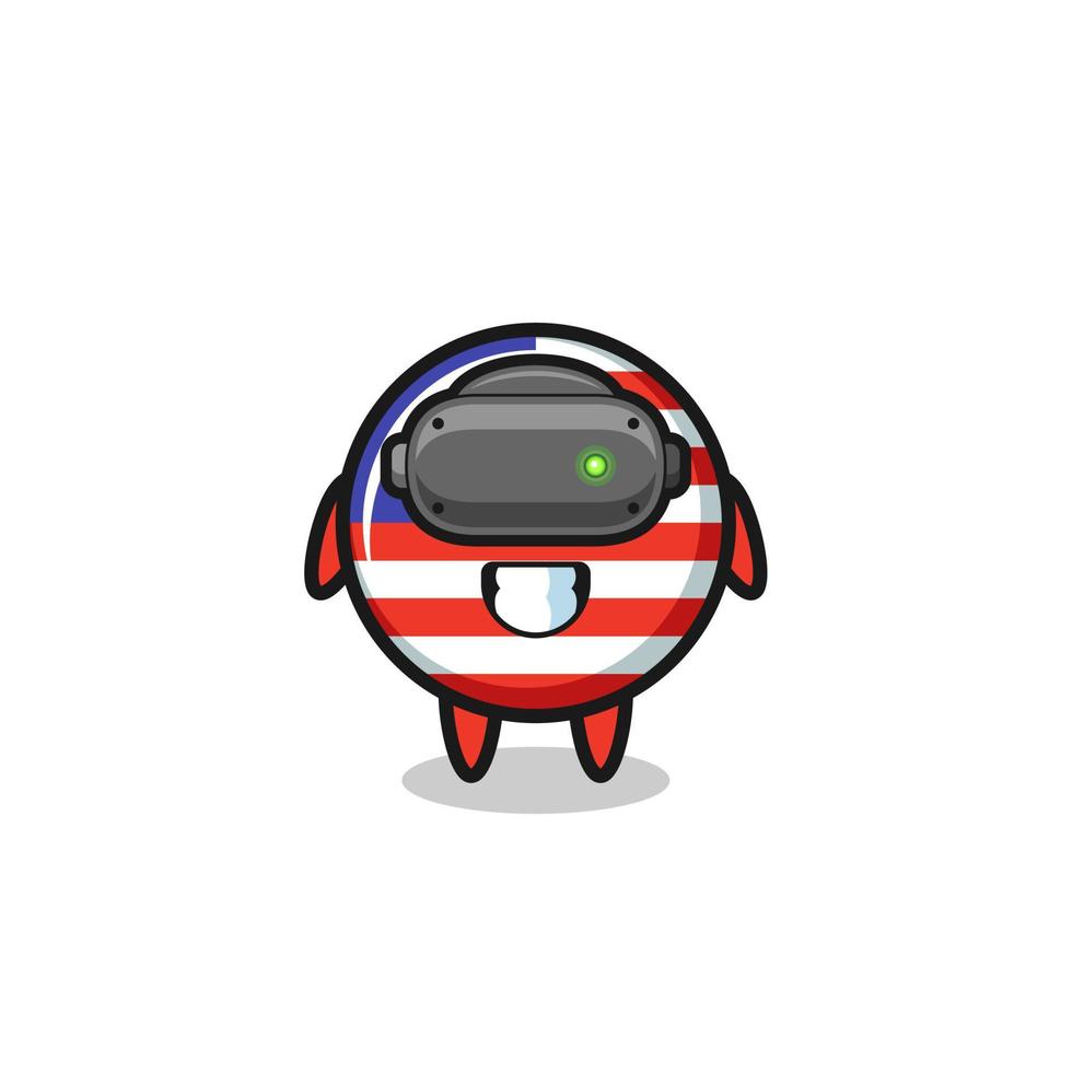 cute malaysia flag using VR headset vector