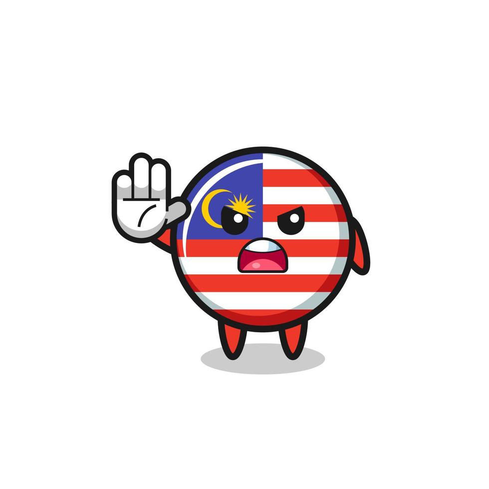 carácter de la bandera de malasia haciendo gesto de parada vector