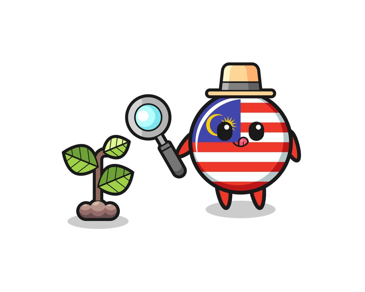 cute malaysia flag herbalist researching a plants vector