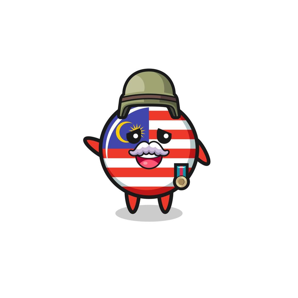 cute malaysia flag as veteran cartoon vector
