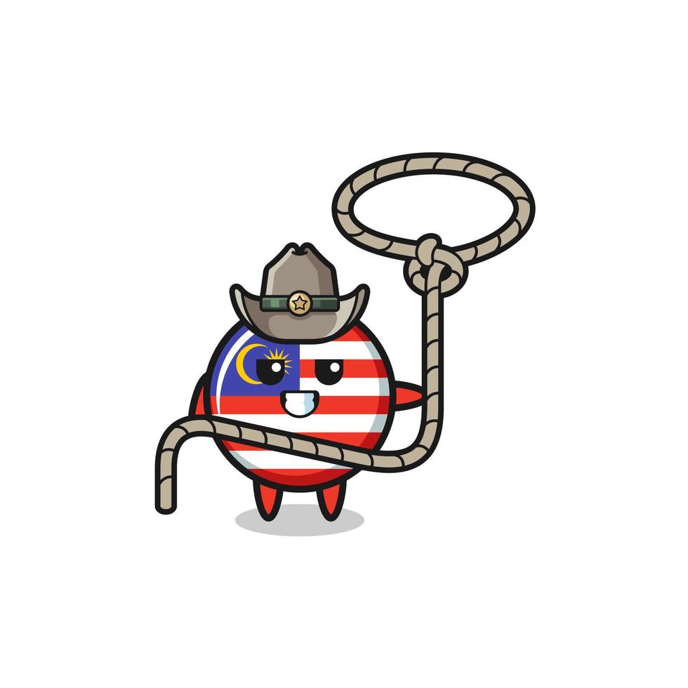 the malaysia flag cowboy with lasso rope vector
