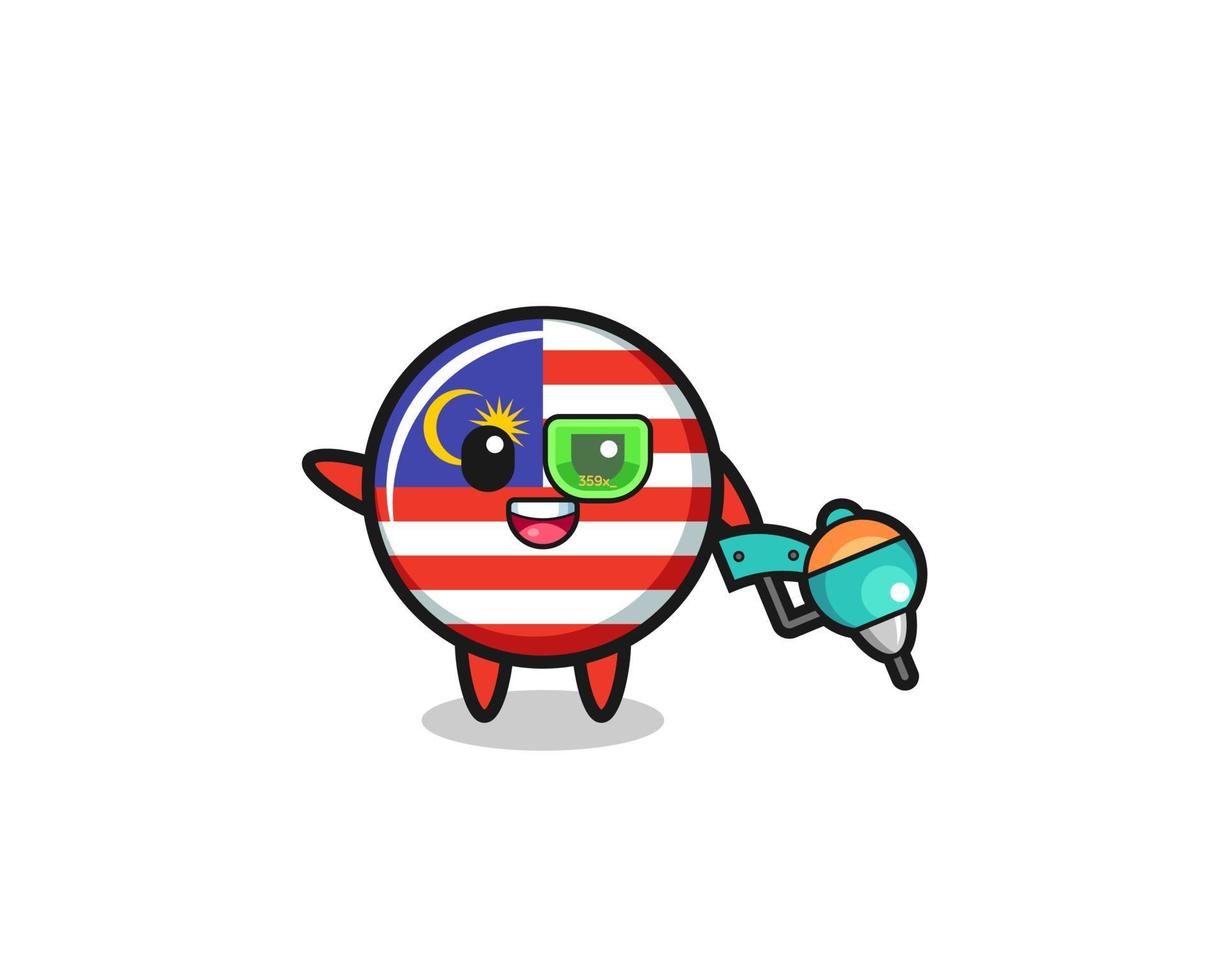 malaysia flag cartoon as future warrior mascot vector