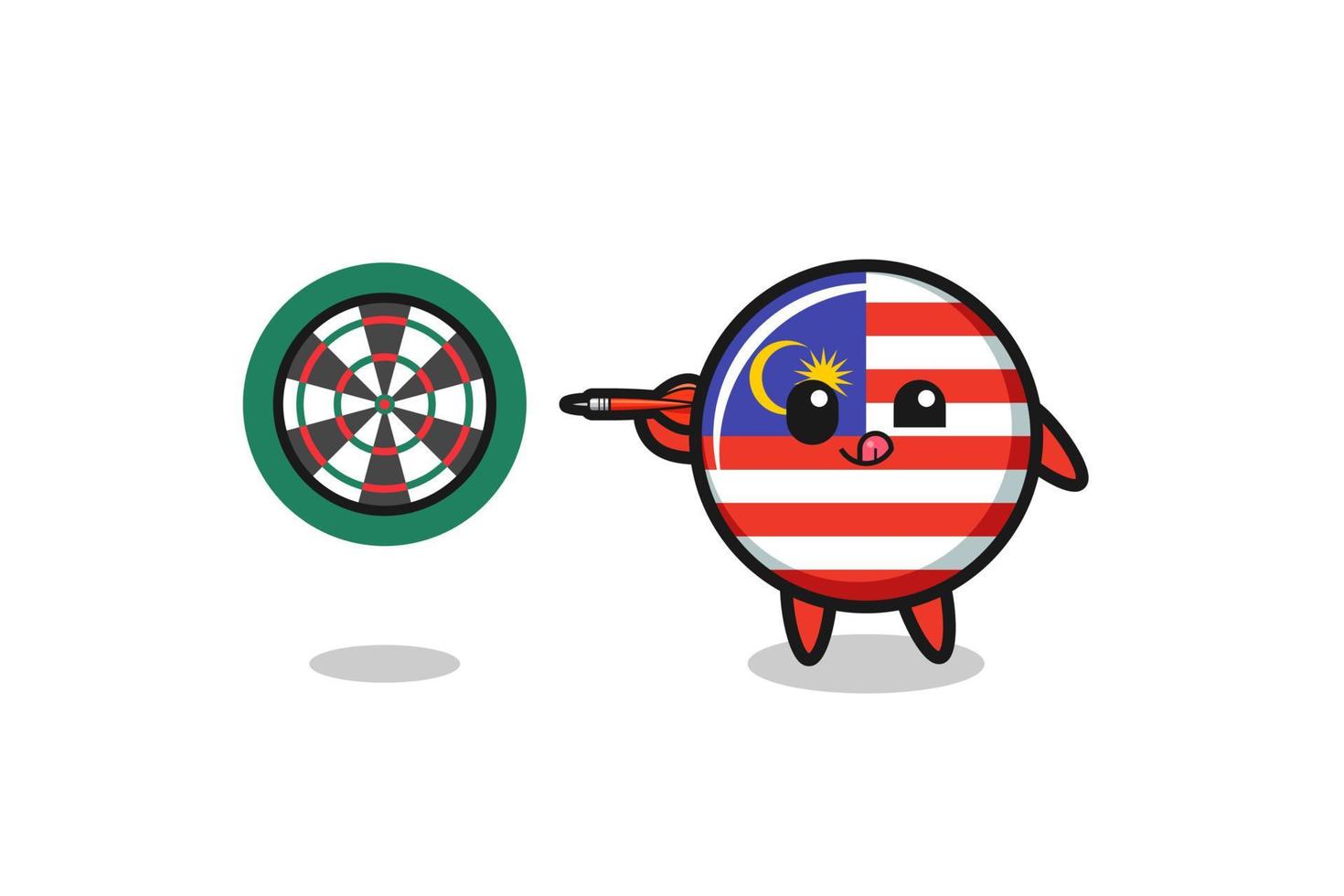 cute malaysia flag is playing dart vector