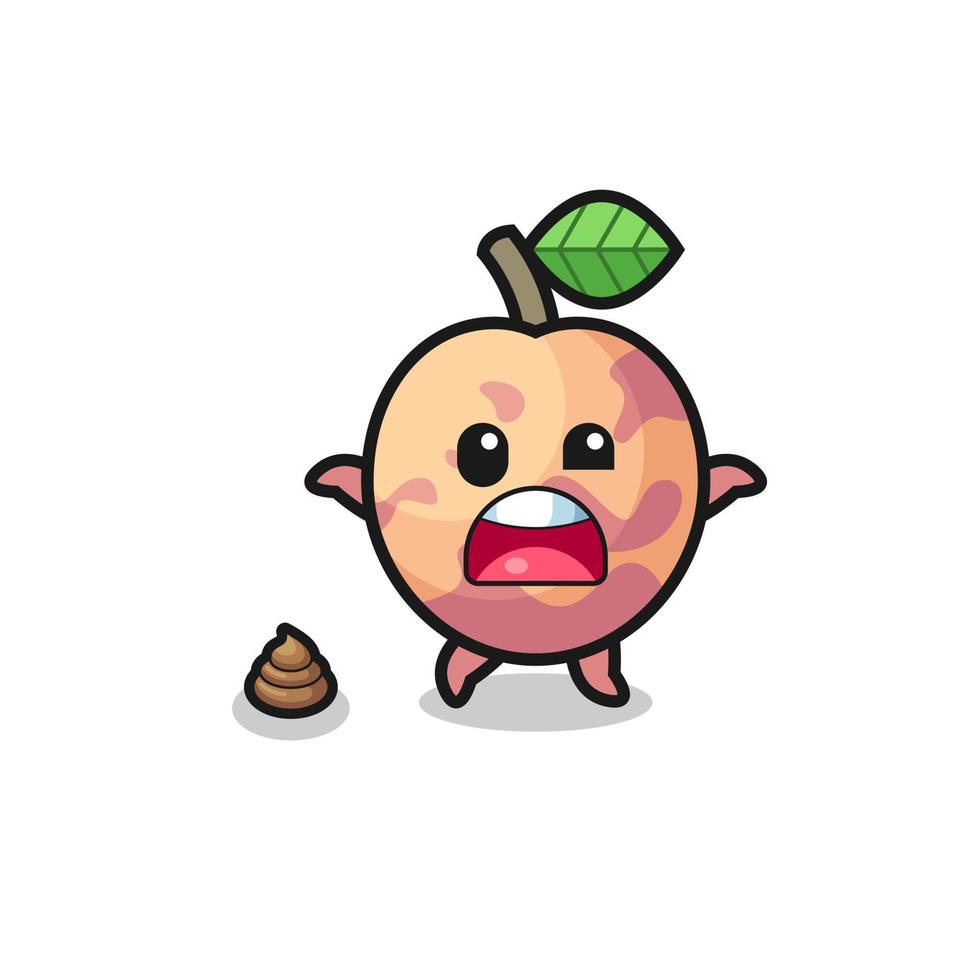 pluot fruit earth surprised to meet poop vector
