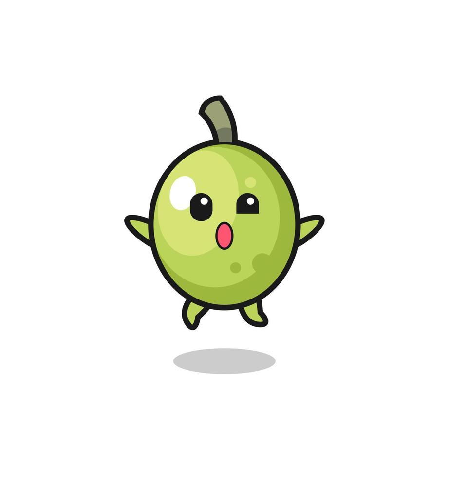 olive character is jumping gesture vector