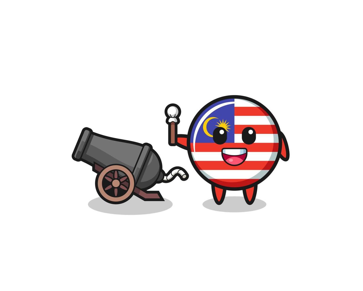 cute malaysia flag shoot using cannon vector