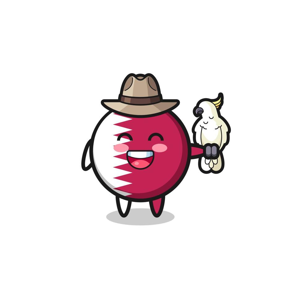 qatar flag zookeeper mascot with a parrot vector