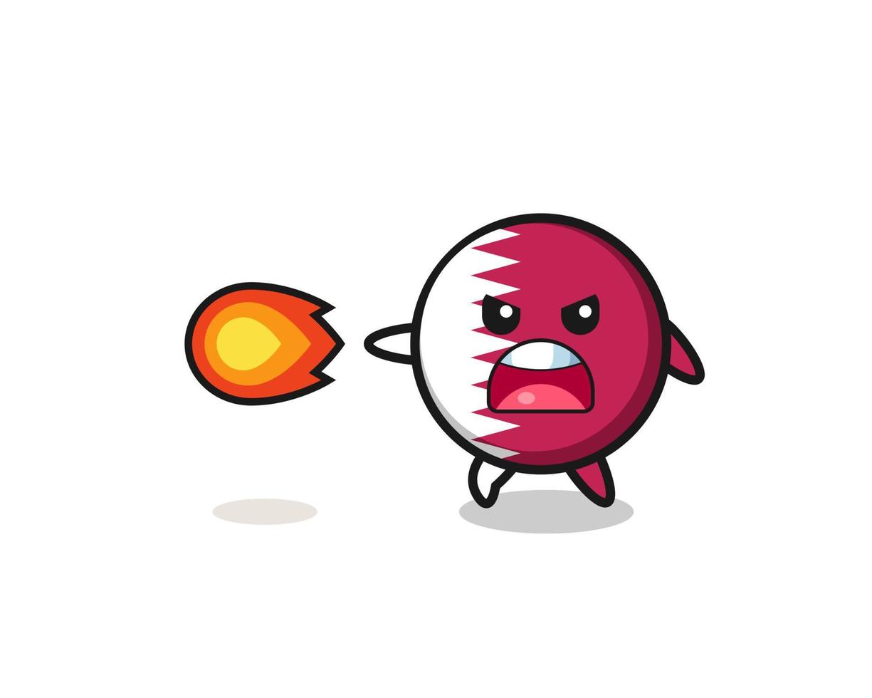 cute qatar flag mascot is shooting fire power vector