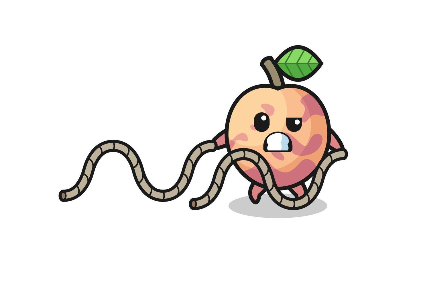 illustration of pluot fruit doing battle rope workout vector