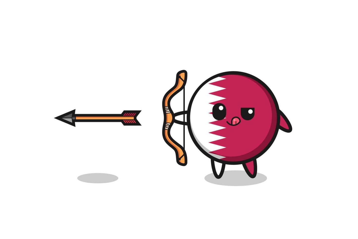 illustration of qatar flag character doing archery vector