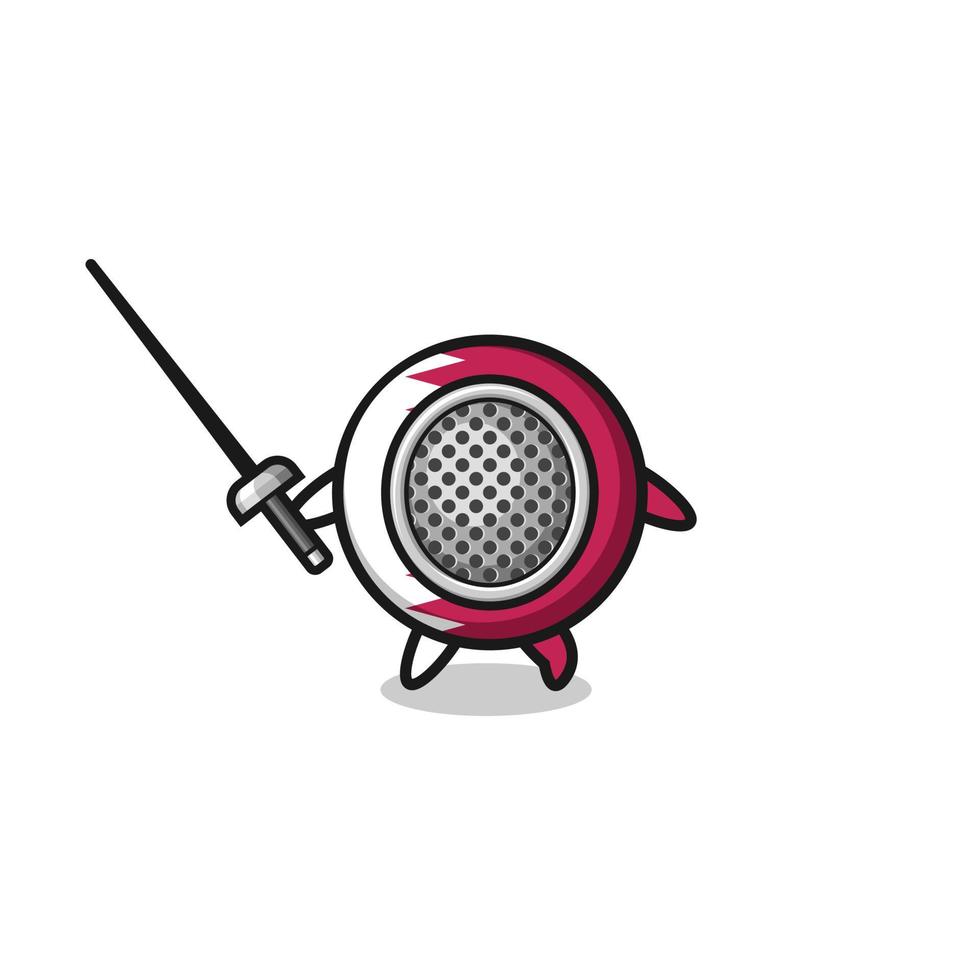 qatar flag earth cartoon as fencer mascot vector