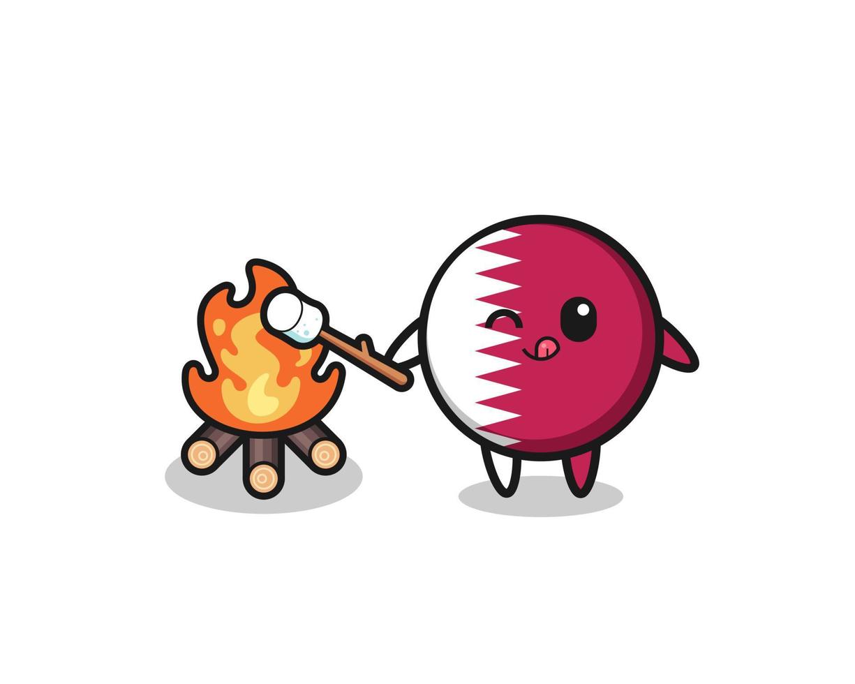 qatar flag character is burning marshmallow vector