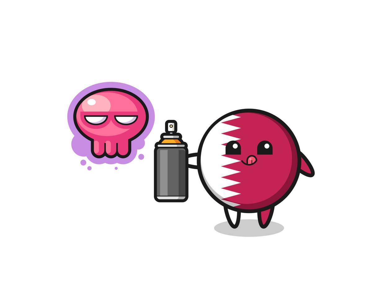 qatar flag cartoon make a graffiti with a spray paint vector