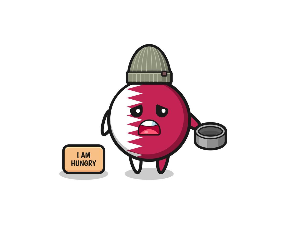cute qatar flag beggar cartoon character vector