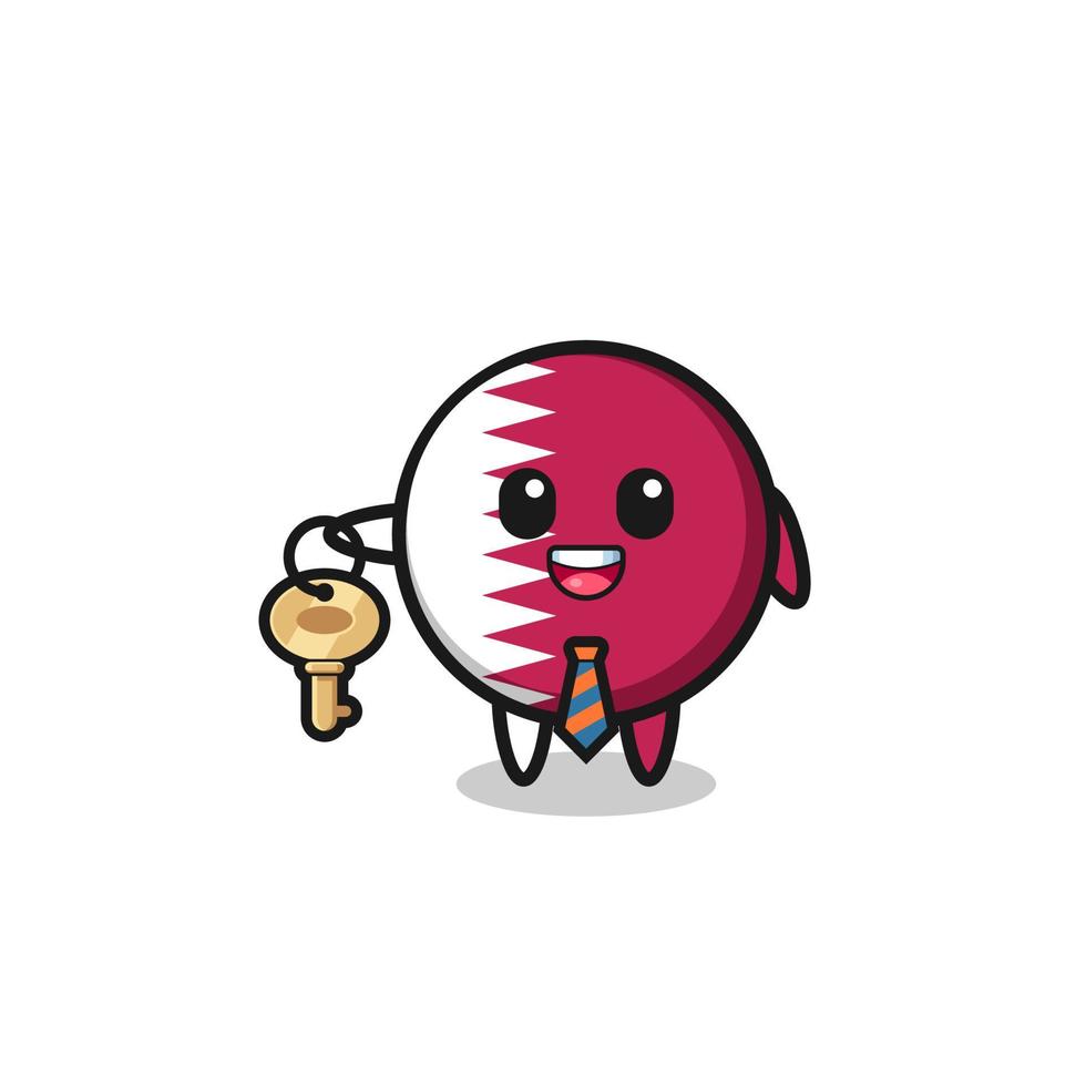 cute qatar flag as a real estate agent mascot vector