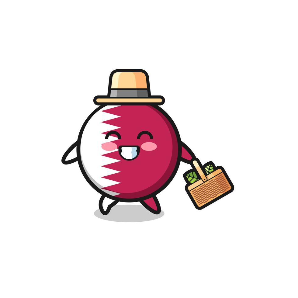 qatar flag herbalist character searching a herbal vector