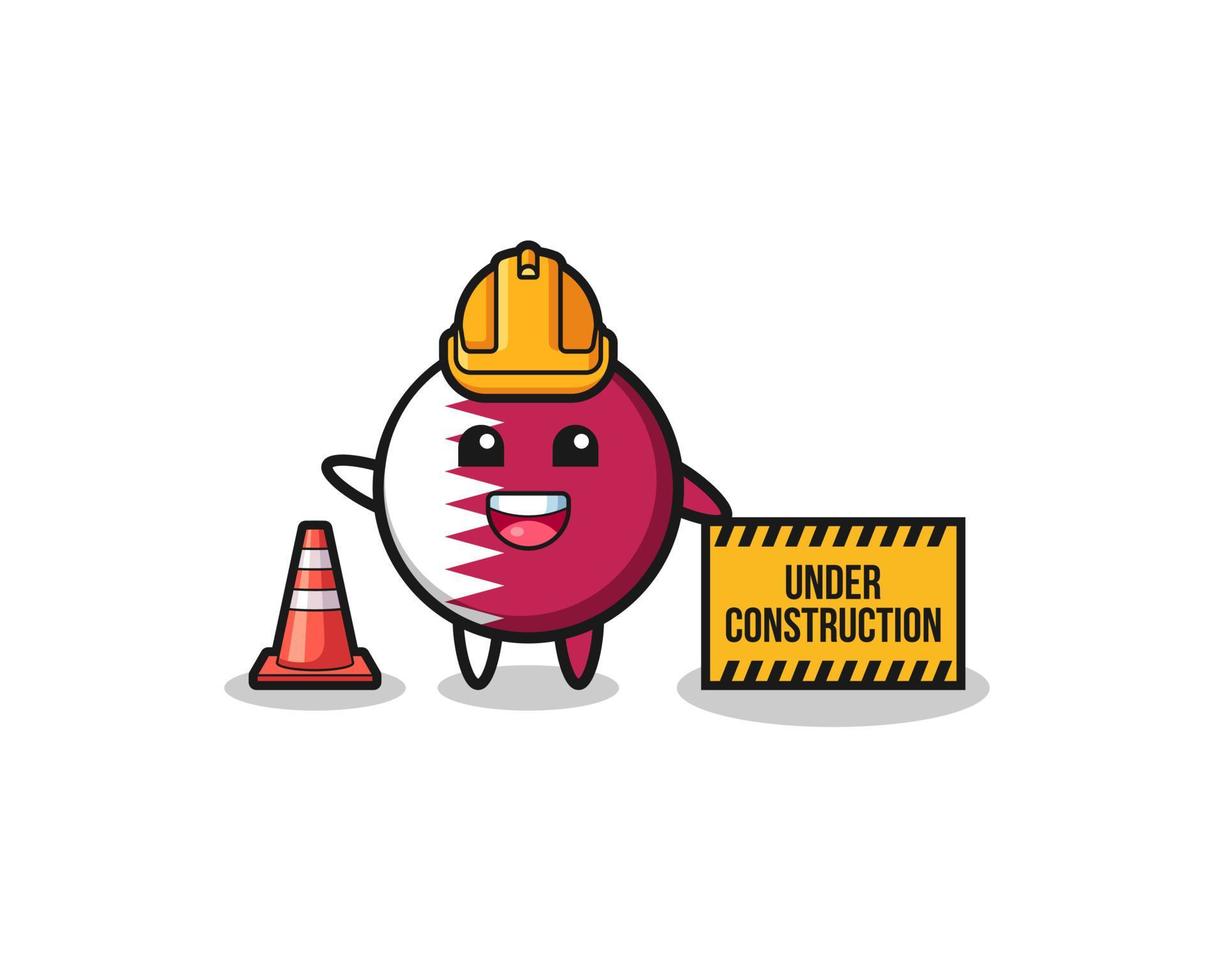 illustration of qatar flag with under construction banner vector