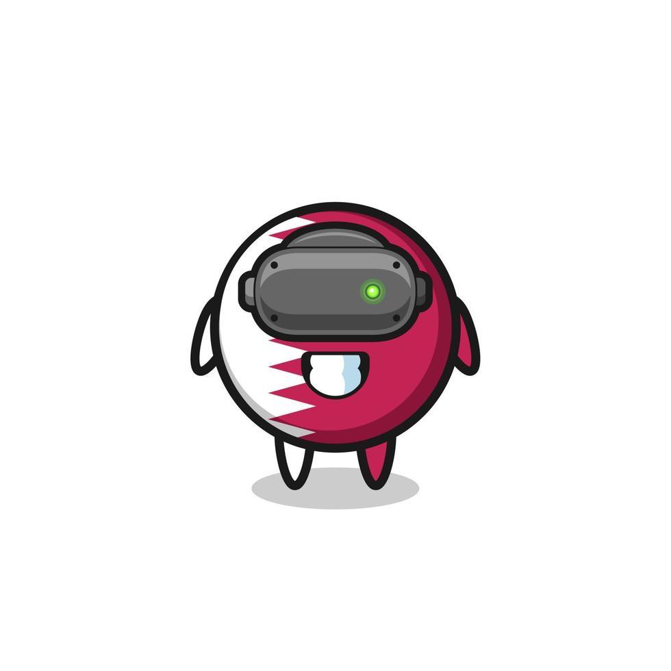 cute qatar flag using VR headset vector