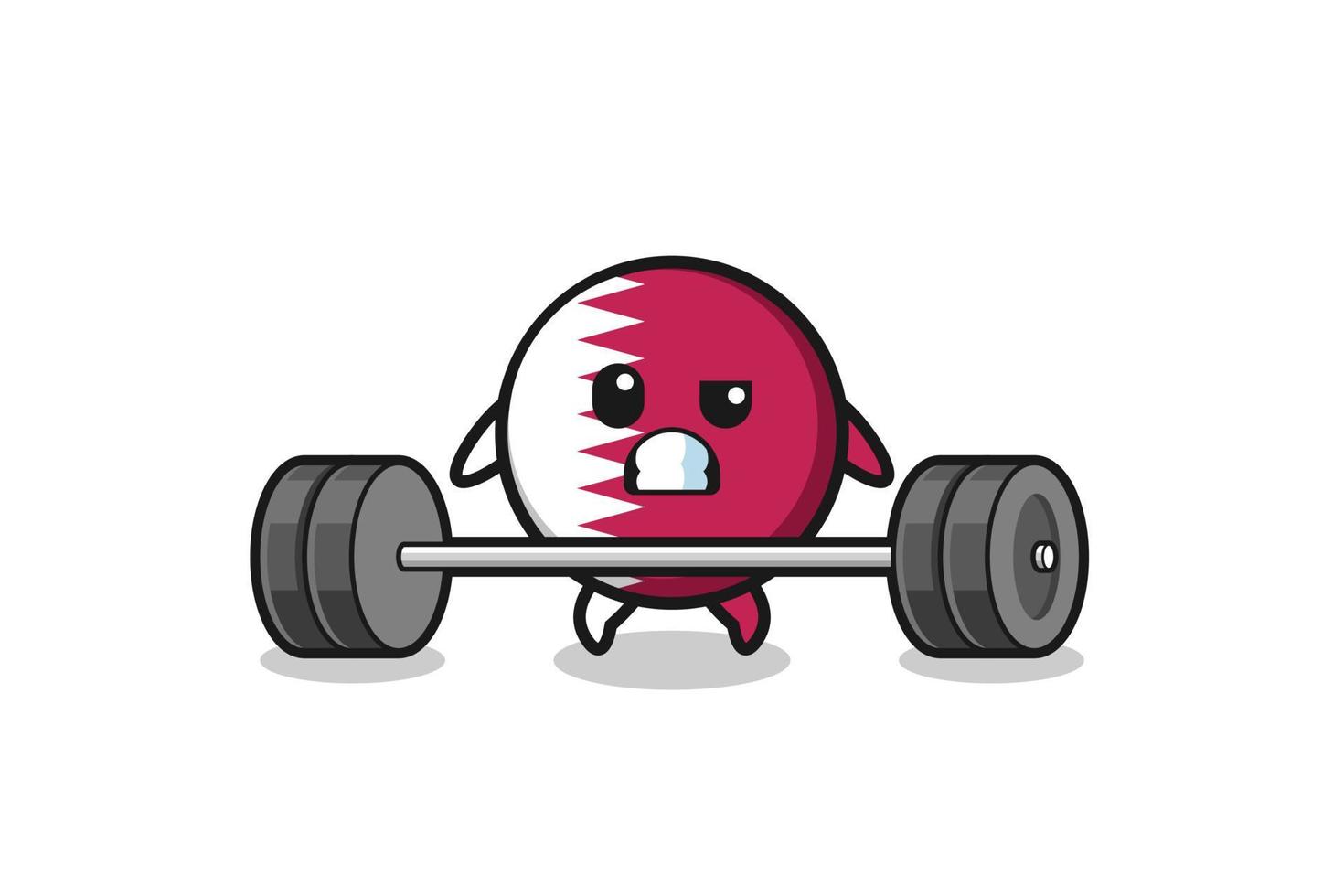 cartoon of qatar flag lifting a barbell vector