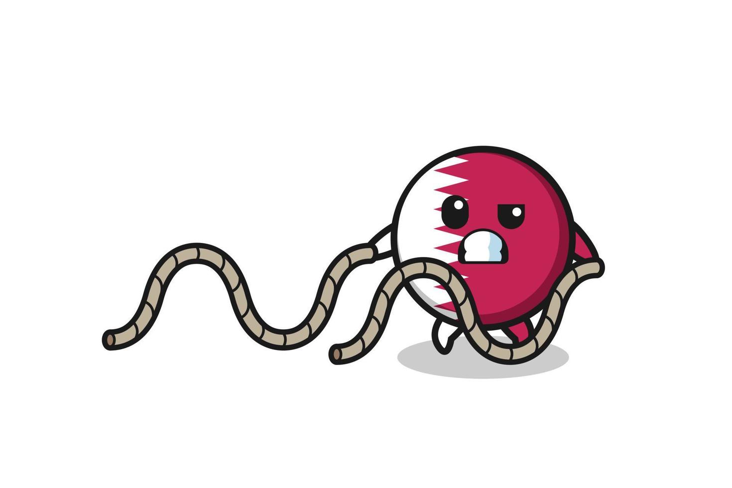 illustration of qatar flag doing battle rope workout vector