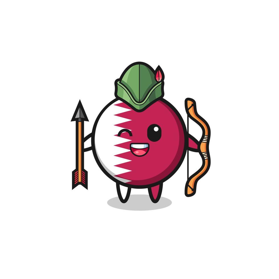 qatar flag cartoon as medieval archer mascot vector