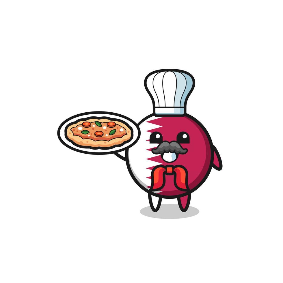 qatar flag character as Italian chef mascot vector