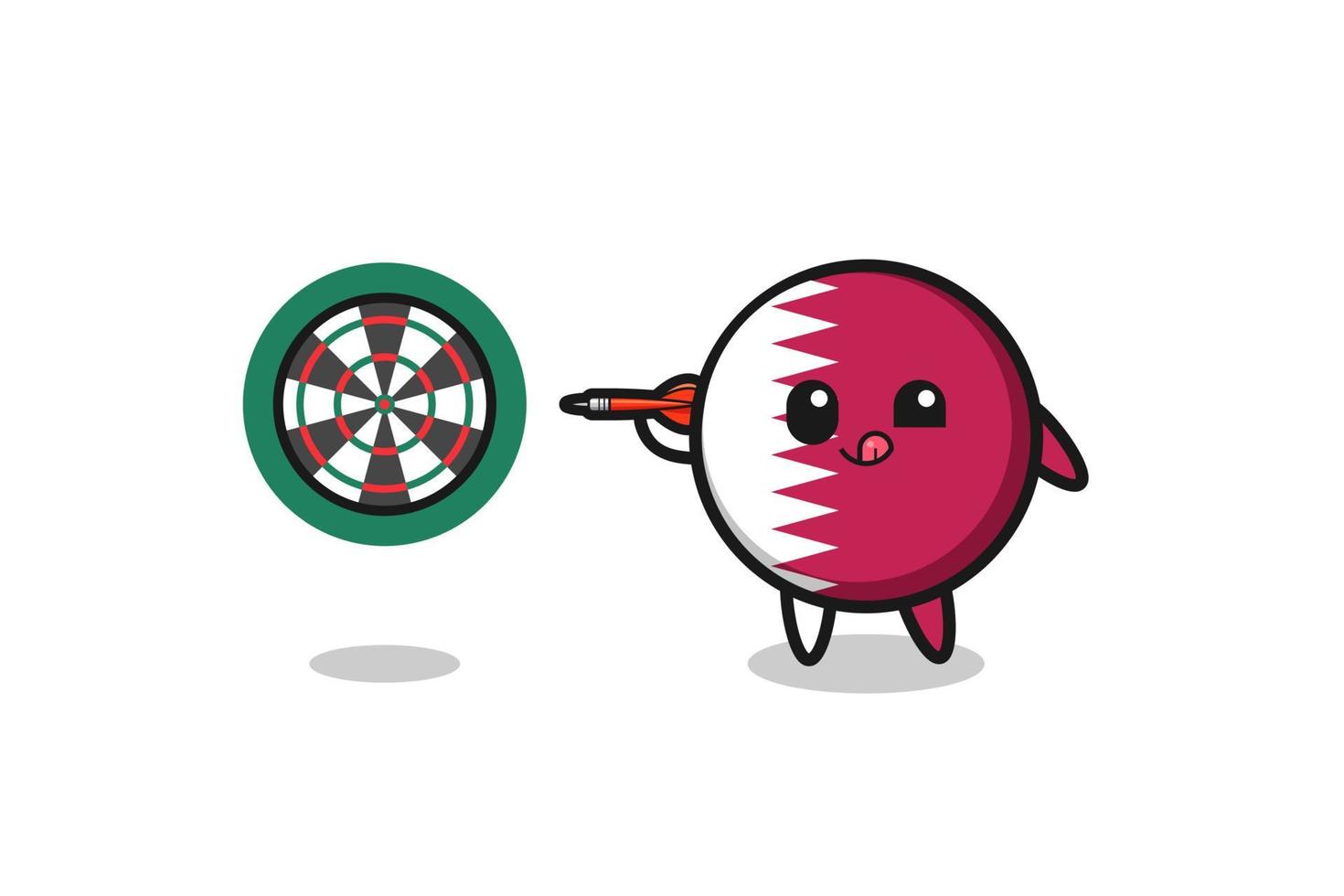 cute qatar flag is playing dart vector