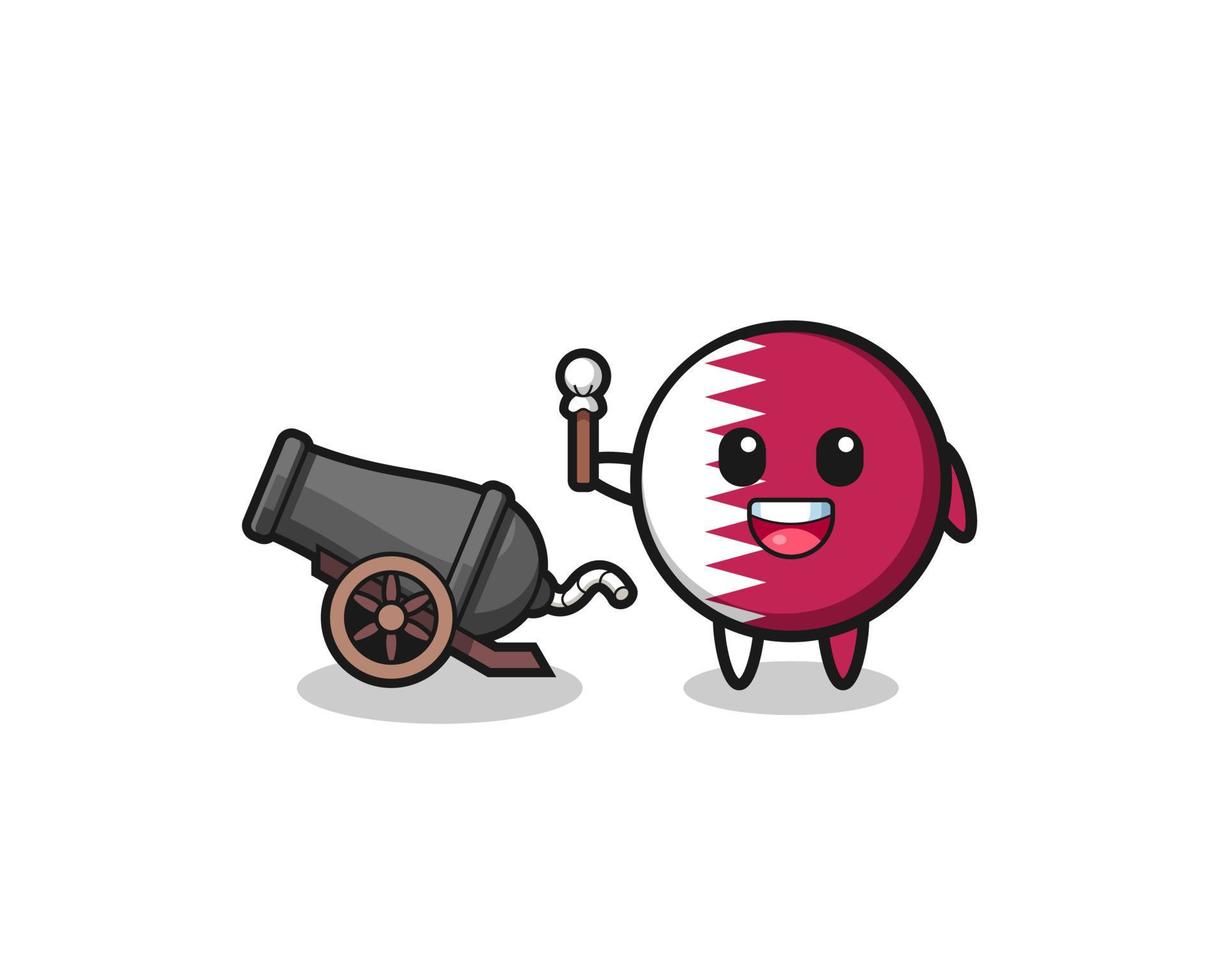 cute qatar flag shoot using cannon vector