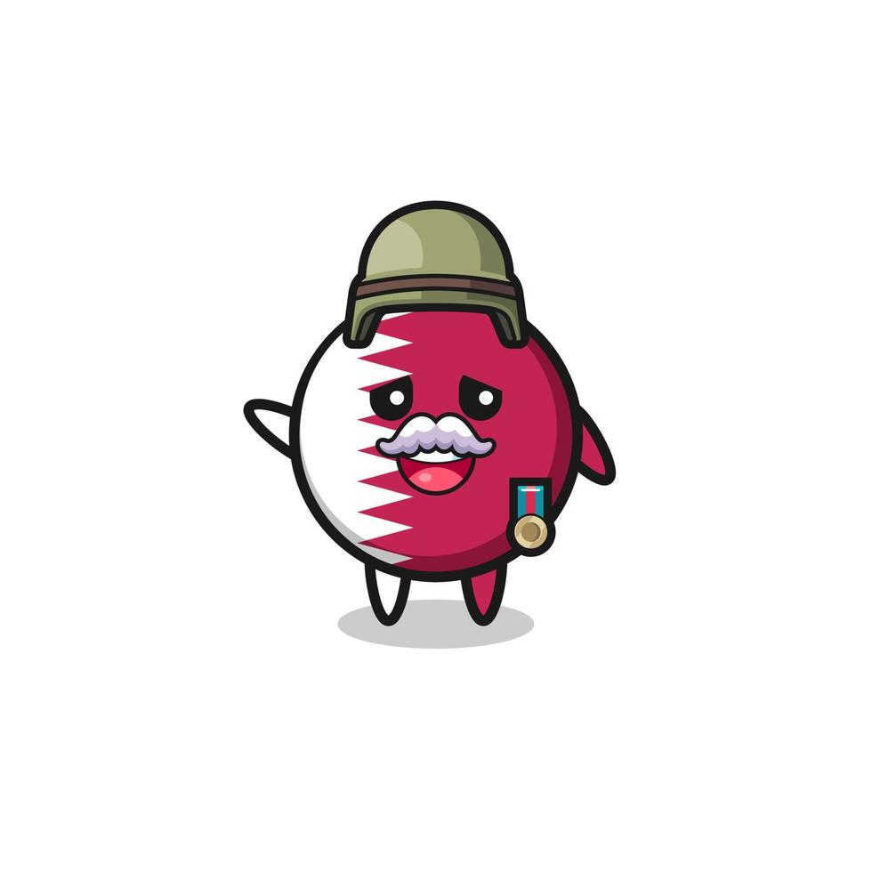 cute qatar flag as veteran cartoon vector