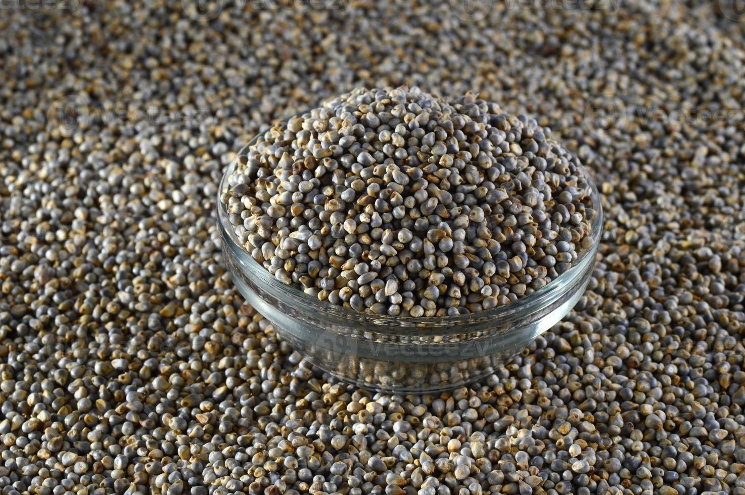 Bajra Pearl millet in glass bowl photo