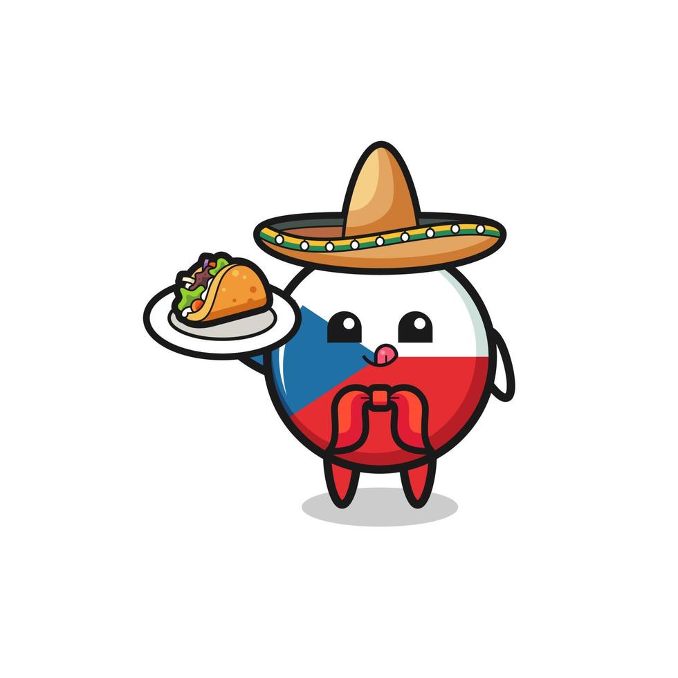 bandera checa, chef mexicano, mascota, tenencia, un, taco vector