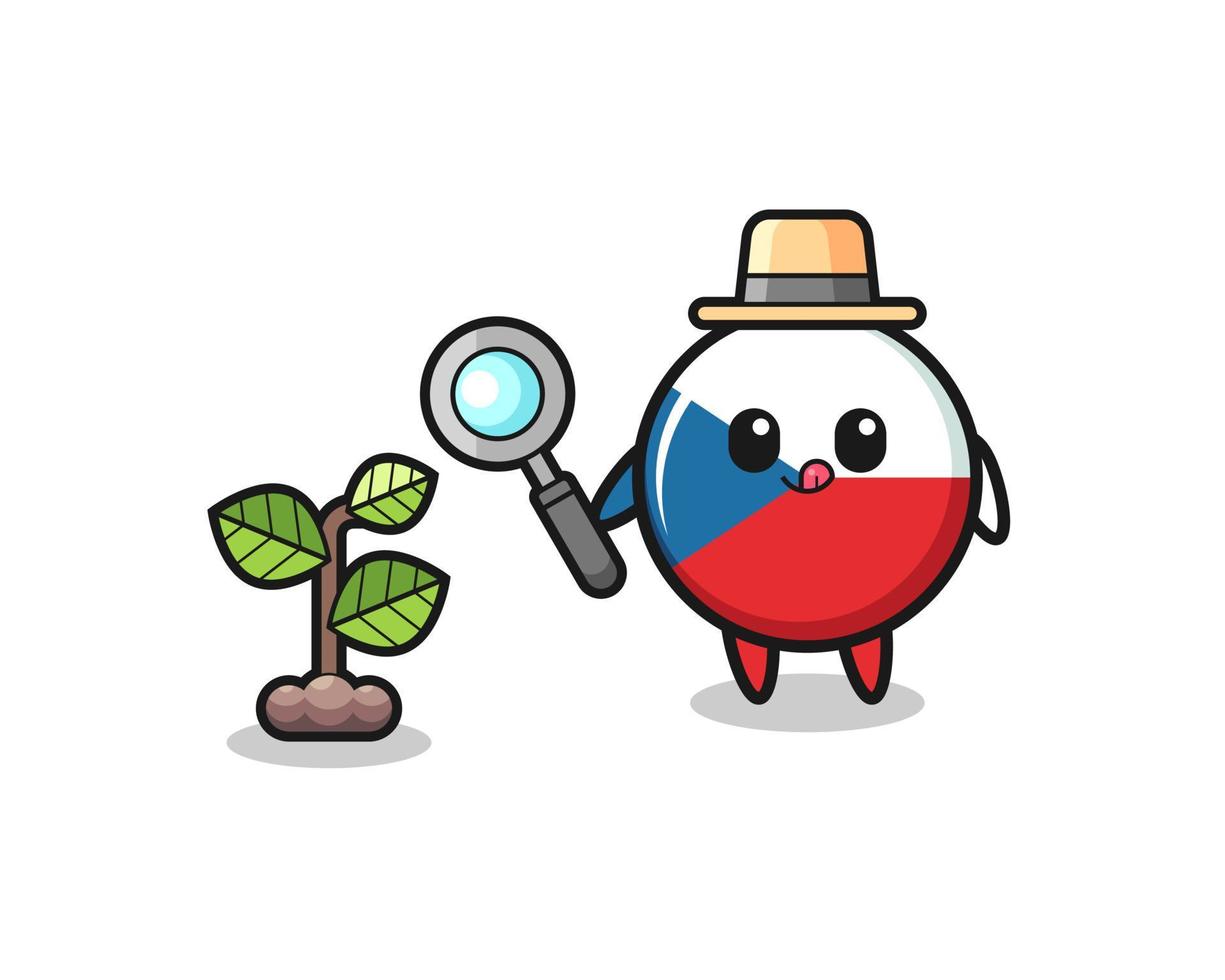 cute czech flag herbalist researching a plants vector