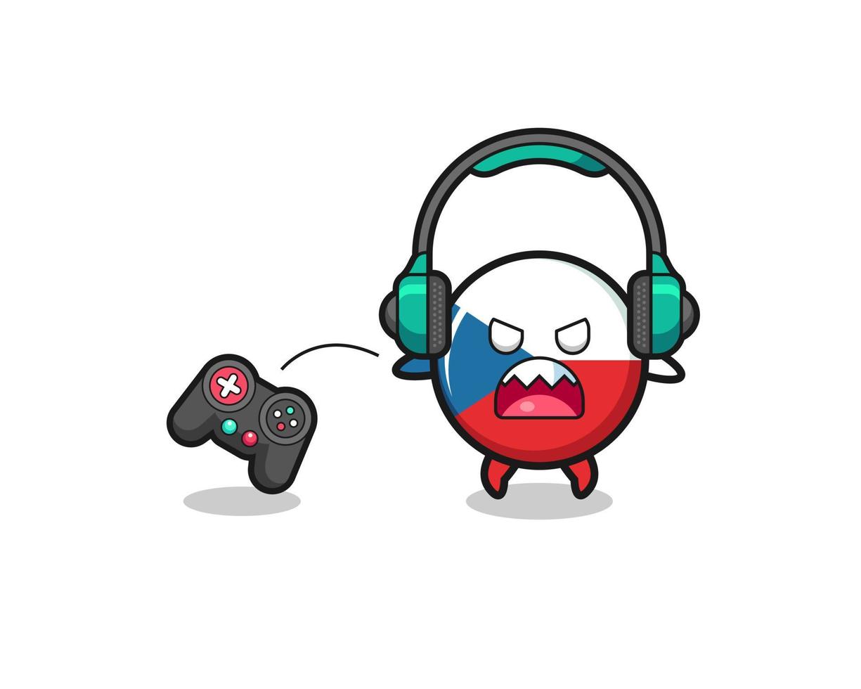 czech flag gamer mascot is angry vector