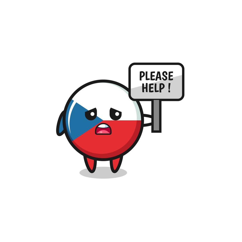 cute czech flag hold the please help banner vector