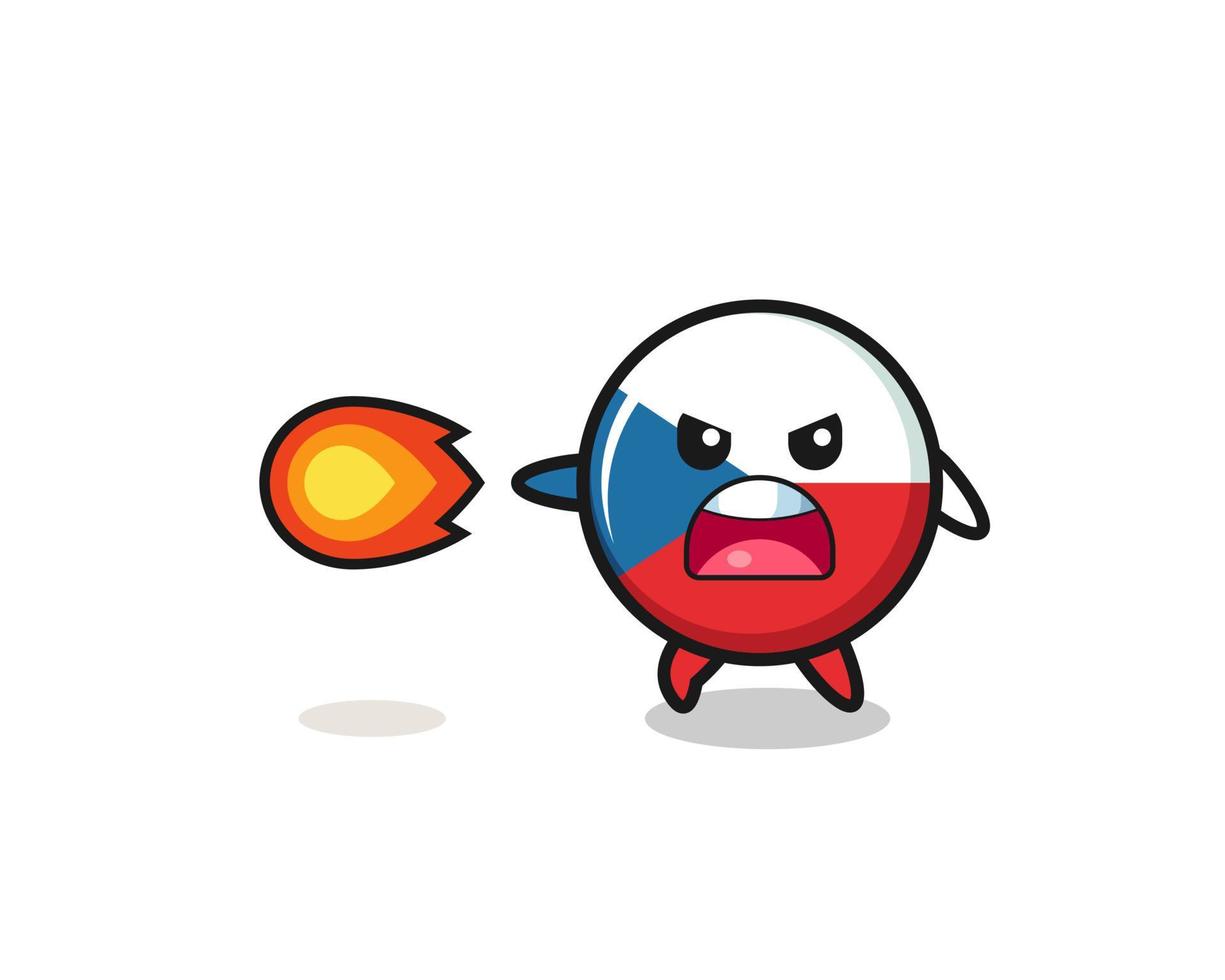 cute czech flag mascot is shooting fire power vector
