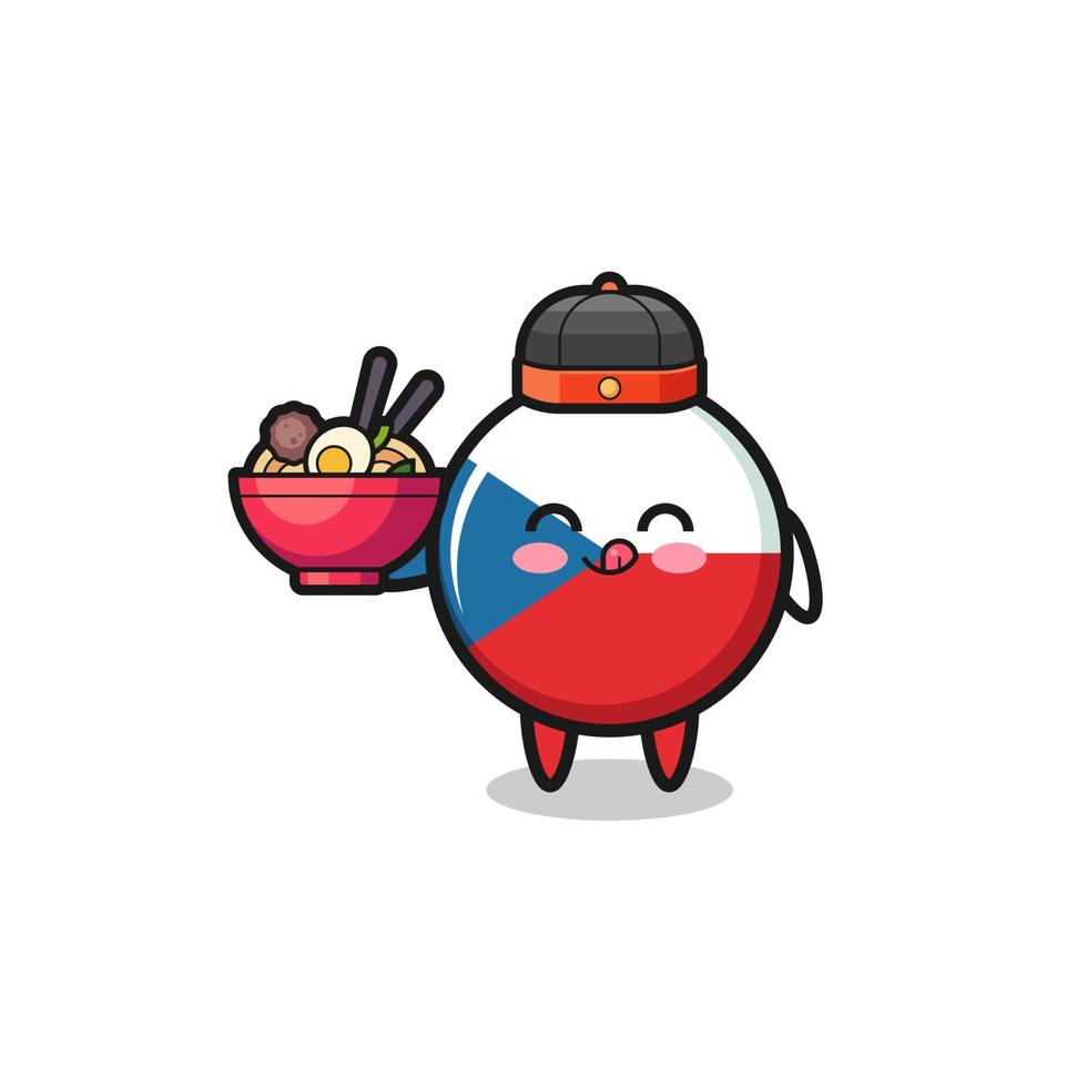 czech flag as Chinese chef mascot holding a noodle bowl vector